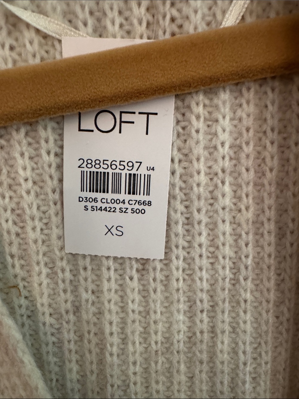 LOFT Light Cream Open-Front Ribbed Cardigan - Picture 5 of 5